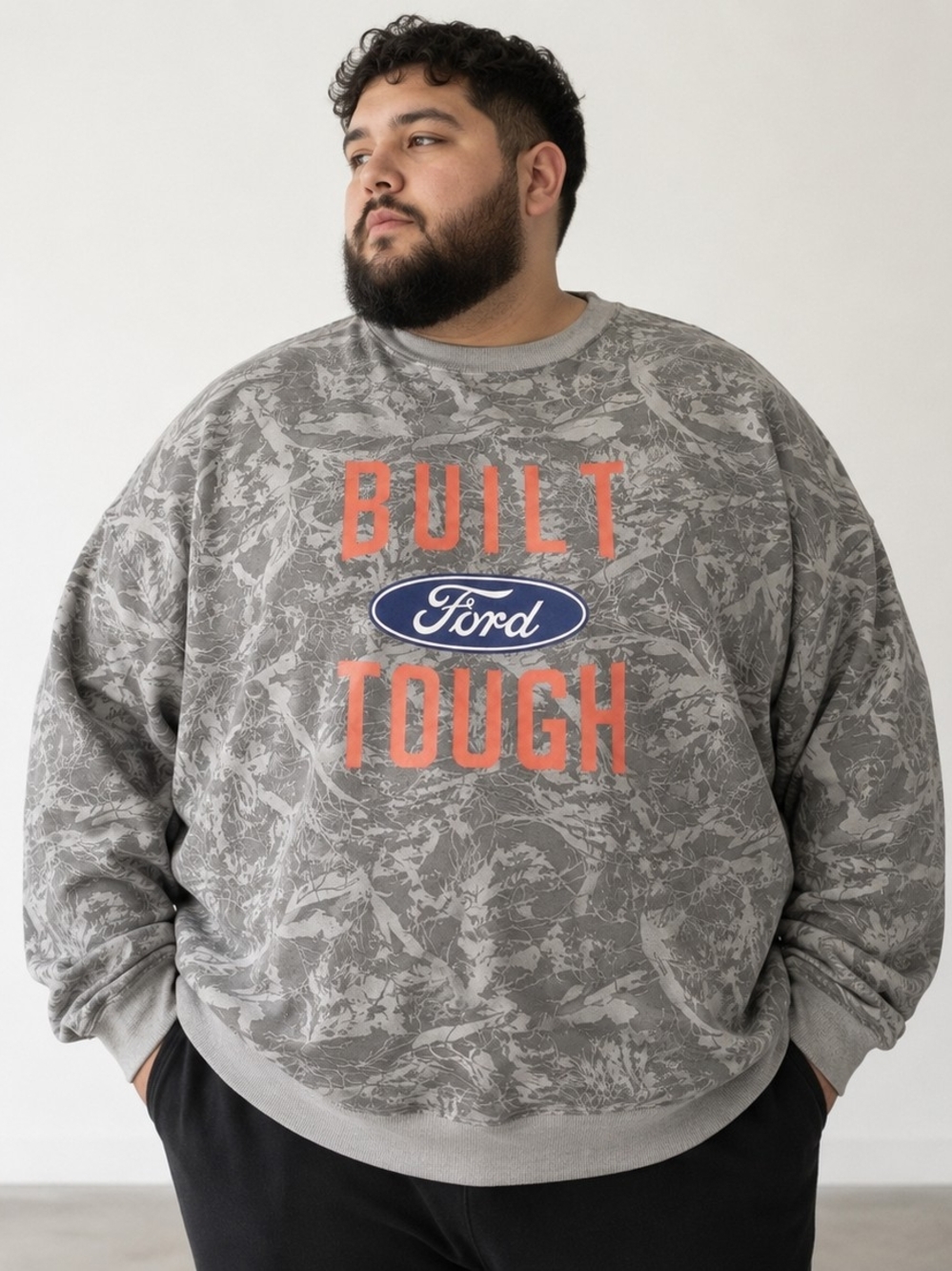 Ford Built Tough Sweatshirt 3X Gray Camo Graphic Pullover NWT Official Licensed